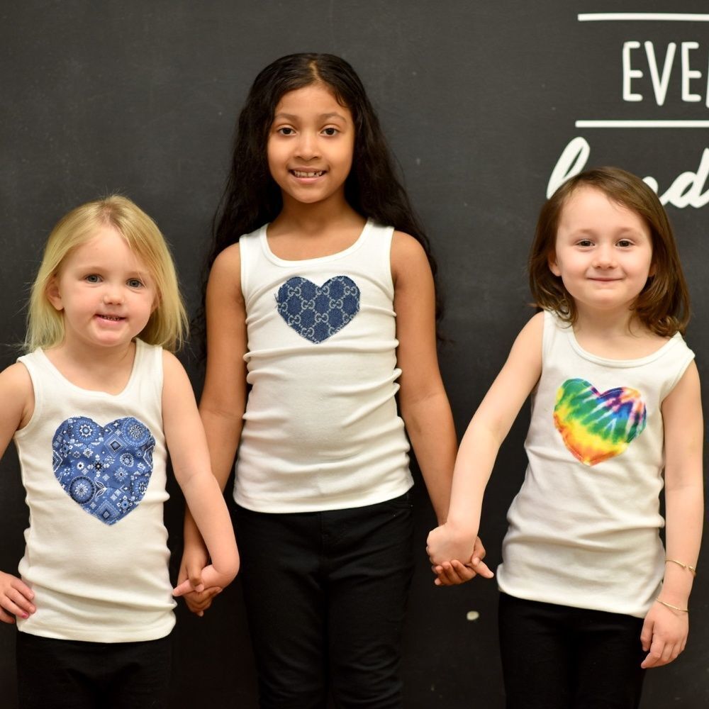Kid’s White Tank Top W/ Tie Dye Heart Patch - Picture 3 of 9